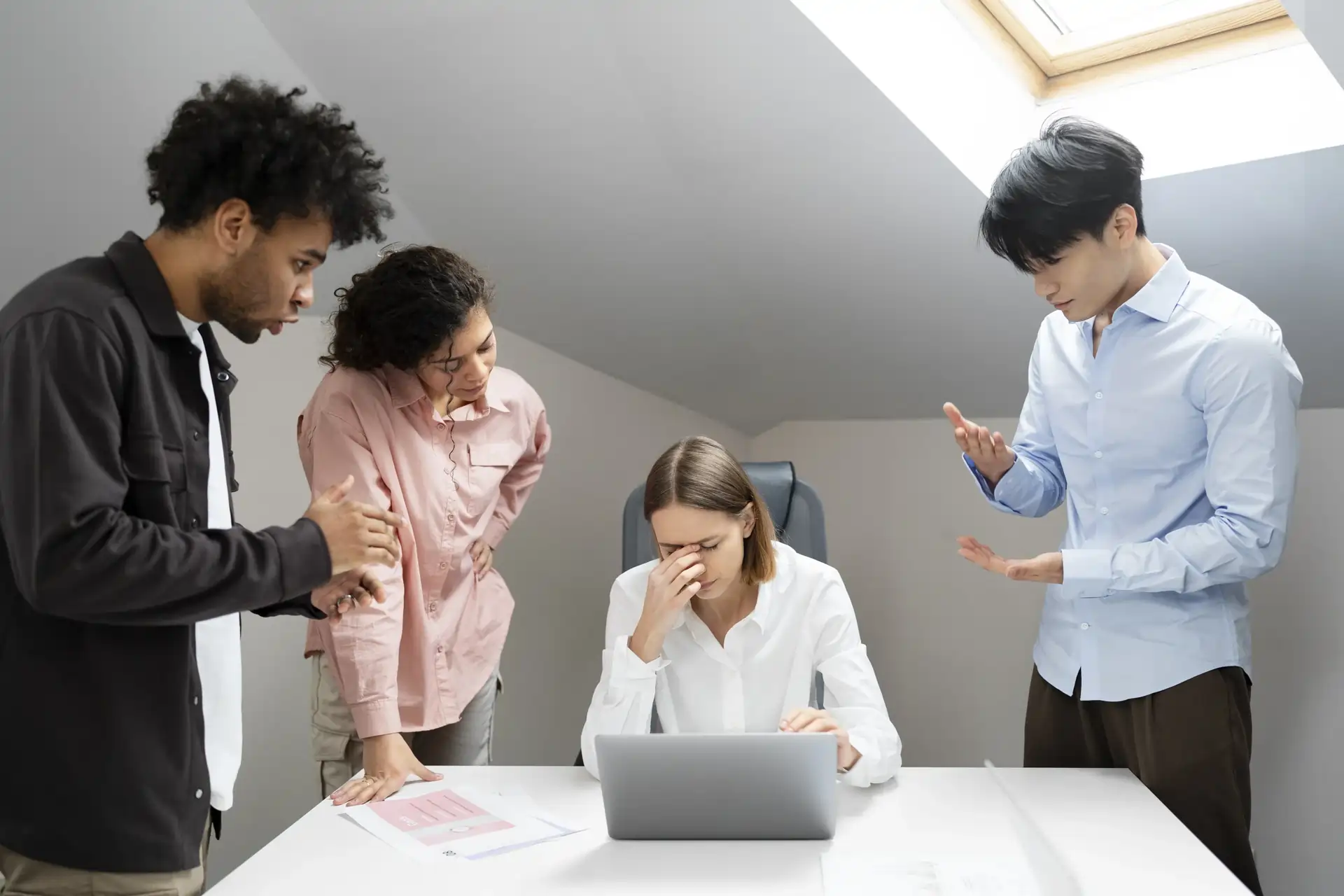 A team in conflict, illustrating the consequences of poor communication in the workplace.